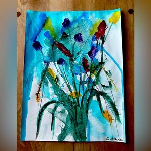 Beautiful Handpainted abstract watercolour flowers